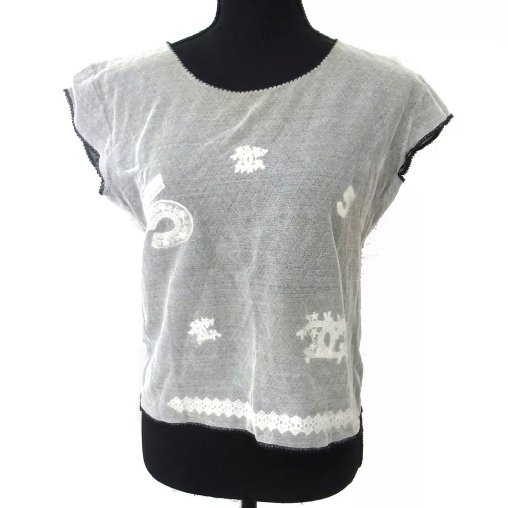 Vintage Chanel Mesh Tees with CC Lace Logo